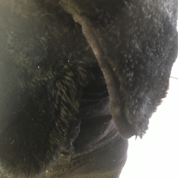 SO So Real Black Leather Fur Lined Lace Up Wedge Boots Womens 8.5 - Picture 10 of 10